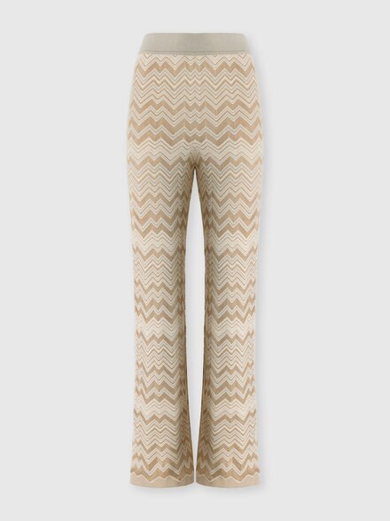 Pantal&oacute;n recto zig zag en viscosa y lana, Beige - DC26WI00BK01JZS01MS