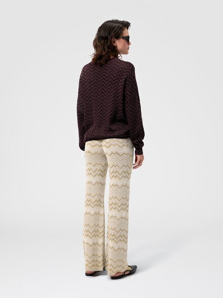 Pantal&oacute;n recto zig zag en viscosa y lana, Beige - DC26WI00BK01JZS01MS