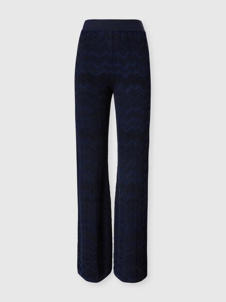 Zig zag viscose and wool straight-leg trousers, Navy Blue  - DC26WI00BK01JZS72R9