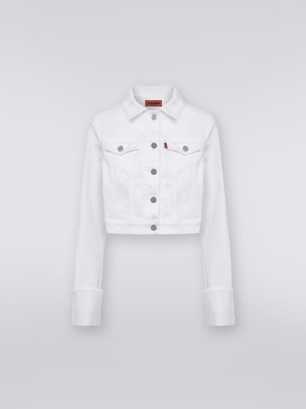 Cotton denim jacket with chevron knit inserts, Denim - DS23SF03BW00LZS0176