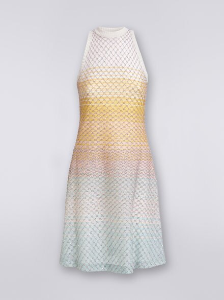 Sleeveless mesh dress with sequins, Multicoloured - DS23SG28BK022ISM8NI