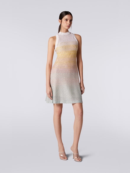 Sleeveless mesh dress with sequins, Multicoloured - DS23SG28BK022ISM8NI