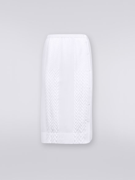 Falda longuette de seda, algodón y viscosa de color liso, Blanco  - DS23SH1IBW00L714001