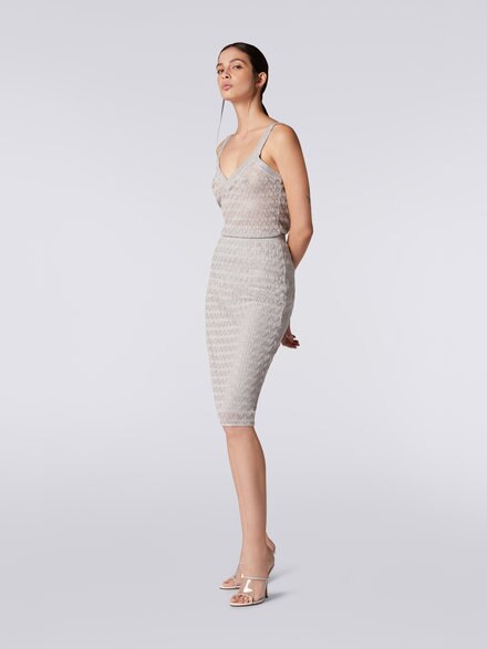 Raschel-worked lace and lamé skirt, Silver & Grey Lamé - DS23SH1OBR00JVS91D8