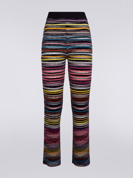 Wool and viscose blend knit trousers with contrasting trim, Multicoloured - DS23SI0GBK020ISM8M3