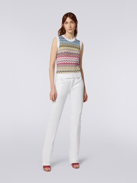 Sleeveless Cotton and viscose dégradé zigzag top, Multicoloured - DS23SK0XBK022HSM8N6