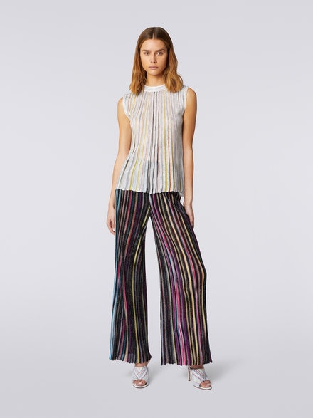 Cotton sleeveless top with sequins, White & Multicoloured   - DS23SK20BK023RS0178