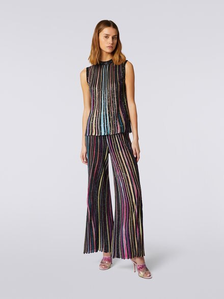 Cotton sleeveless top with sequins, Black & Multicoloured - DS23SK20BK023RS91E3