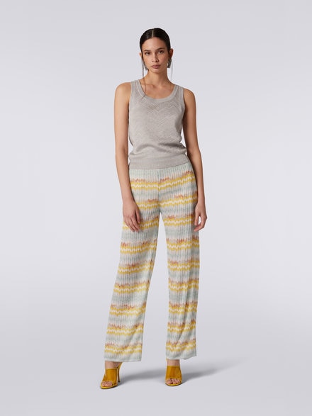 Viscose blend tank top with tone-on-tone chevron and lamé, Silver   - DS23SK27BK021PS91DI