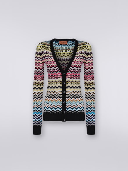 Cardigan en viscose à chevrons dégradés, Multicolore  - DS23SM0WBK022HSM8NH