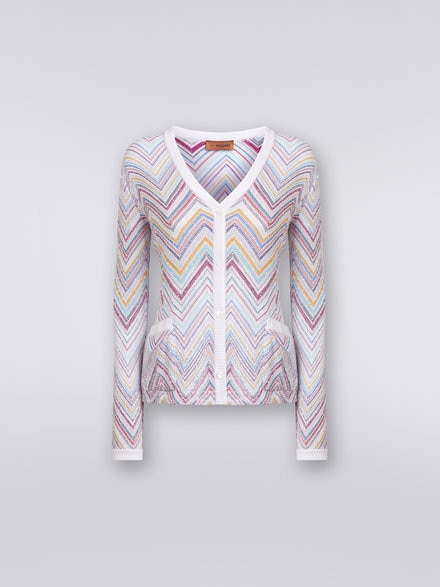 Cotton blend chevron cardigan with sequins, Multicoloured  - DS23SM1FBC002USM8LU