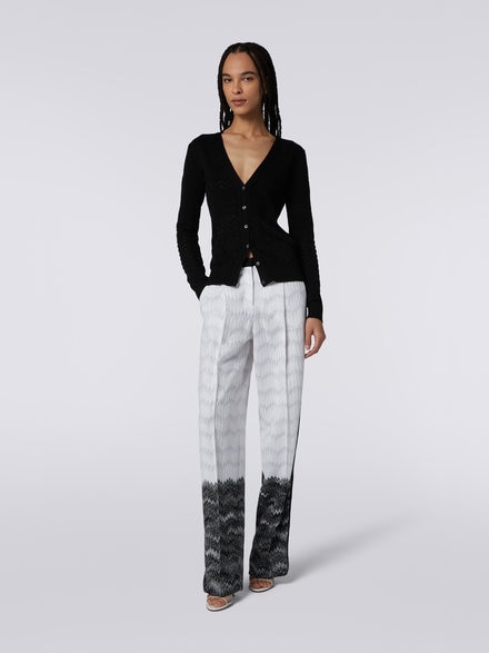 Cotton and viscose cardigan with tone-on-tone zigzag, Black    - DS23SM25BK023Y93911