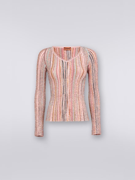 Long-sleeved ribbed sweater with sequins, Pink & Multicoloured - DS23SN0UBK023QS30B0