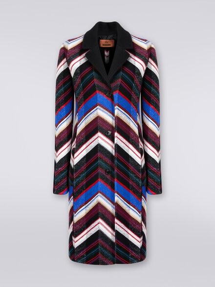 Wool coat with zigzag weave , Multicoloured  - DS23WC0FBC003HSM8WT