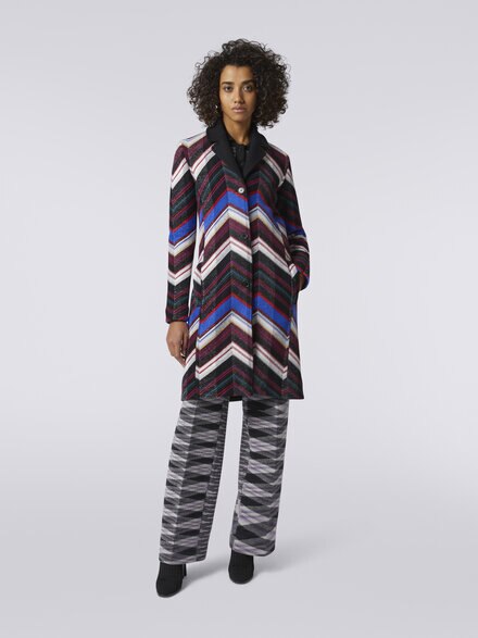 Wool coat with zigzag weave, Multicoloured  - DS23WC0FBC003HSM8WT