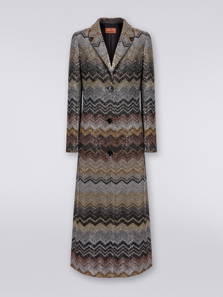 Long coat in viscose blend with sequins, Multicoloured  - DS23WC1DBC003US91HN