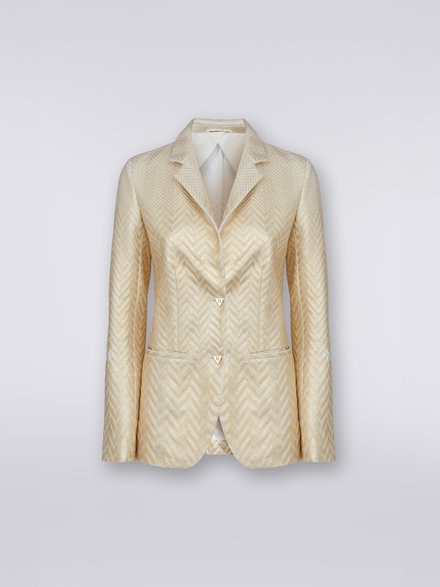 Cotton and viscose blazer with zigzag pattern, Gold - DS23WF0FBR00OVS10AF