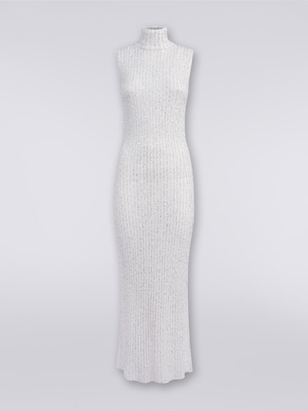 Long dress in viscose blend with sequins, White  - DS23WG09BK025RS00GS