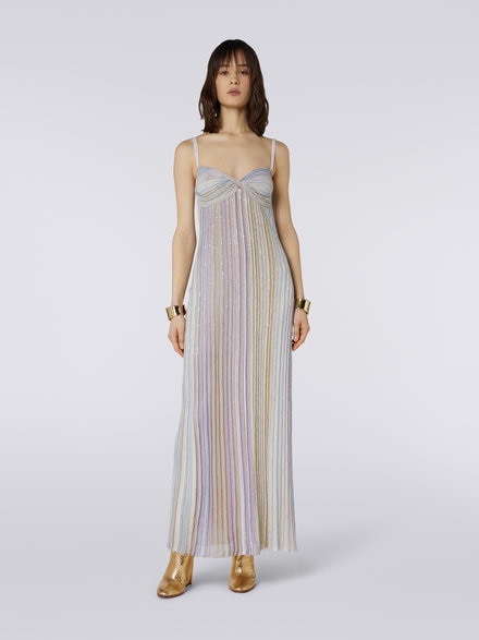 Vestido largo con escote lazo y lentejuelas, Multicolor  - DS23WG0ZBK027ESM91O