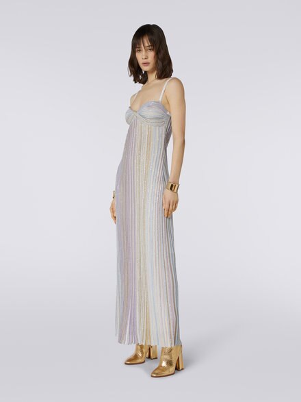 Vestido largo con escote lazo y lentejuelas, Multicolor  - DS23WG0ZBK027ESM91O