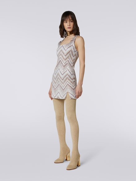 Vestido mini de escote cuadrado en mezcla de viscosa con lentejuelas, Multicolor  - DS23WG10BC003IL0024