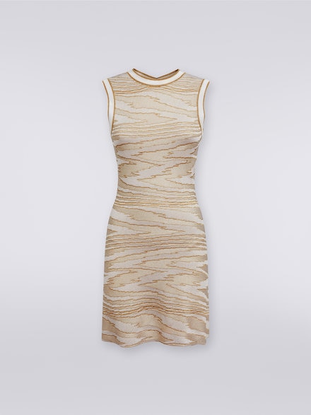 Sleeveless dress in slub viscose with lurex , Multicoloured  - DS23WG2ABK027PL1033