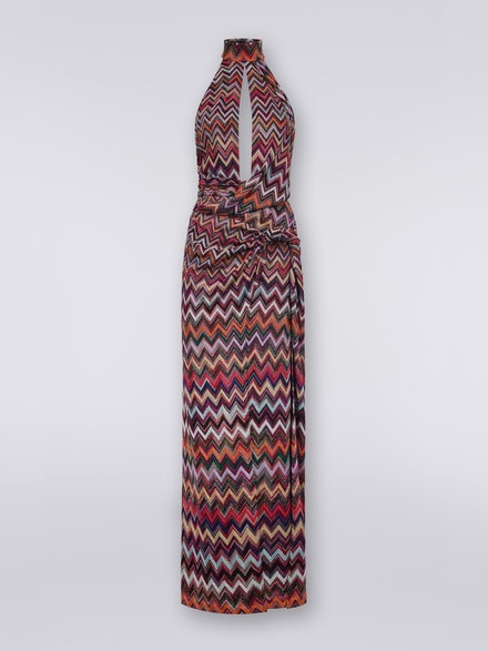 Long dress in viscose chevron with lurex , Multicoloured  - DS23WG34BR00OYSM8WJ