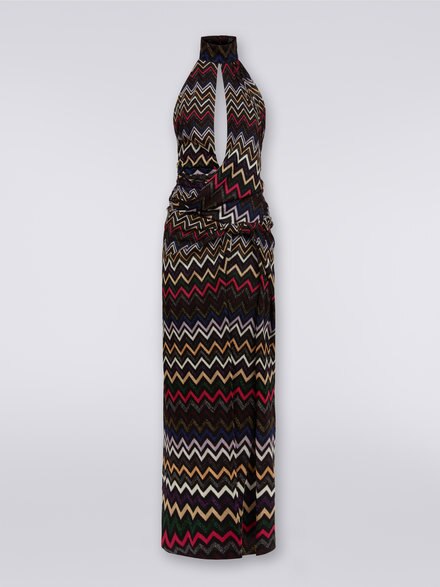 Long dress in viscose chevron with lurex , Multicoloured  - DS23WG34BR00OYSM8WK