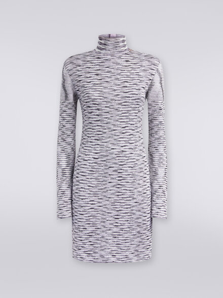 High-neck mini dress in wool and viscose with sequins, Purple  - DS23WG4OBK030LF902X