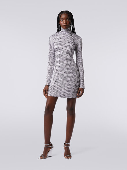 High-neck mini dress in wool and viscose with sequins, Purple  - DS23WG4OBK030LF902X