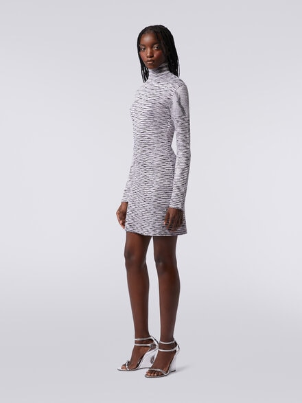 High-neck mini dress in wool and viscose with sequins, Purple  - DS23WG4OBK030LF902X