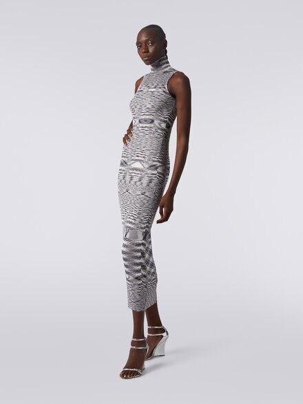 Slub viscose blend long dress with ribbing, Purple  - DS23WG5WBK029MF902V