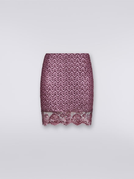 Mini-jupe en laine et viscose avec zig zag et dentelle, Violet  - DS23WH19BR00SGS506C