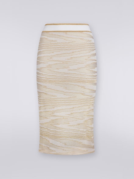 Slub viscose midi skirt with lurex, Multicoloured  - DS23WH1EBK027PL1033