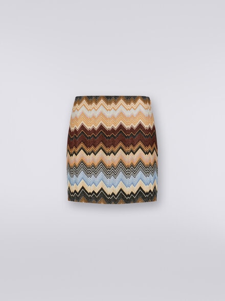 Mini-jupe en lamé de viscose avec motif à chevrons , Multicolore  - DS23WH1MBR00SZSM941