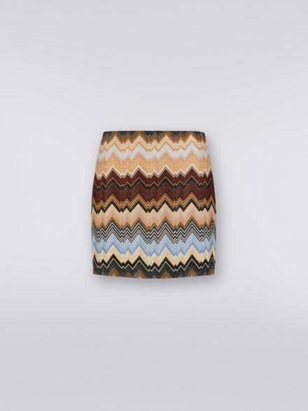 Minigonna in viscosa lamé con motivo chevron, Multicolore  - DS23WH1MBR00SZSM941