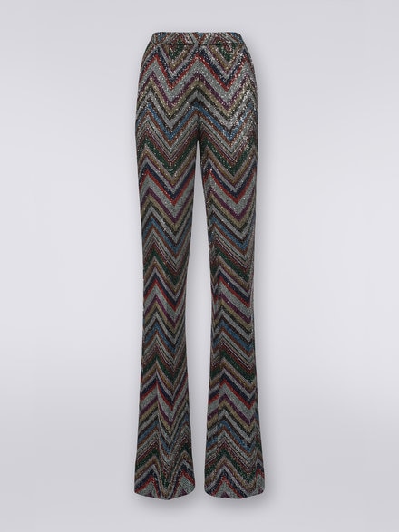 Zigzag viscose blend trousers with sequins, Multicoloured  - DS23WI02BC003IL904Z