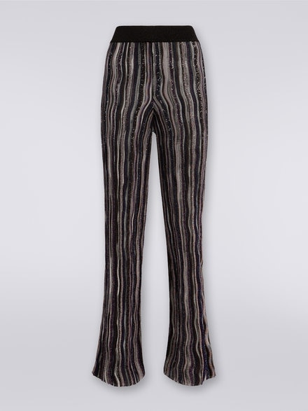 Straight viscose trousers with lurex and sequins, Multicoloured  - DS23WI08BK025OSM915