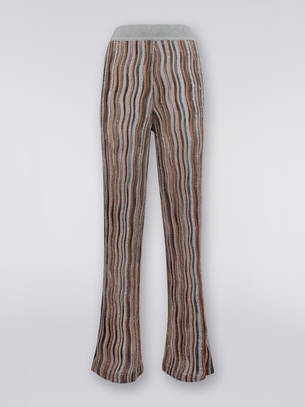 Straight viscose trousers with lurex and sequins, Multicoloured  - DS23WI08BK025OSM916