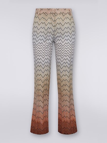 Viscose blend Capri pants with zigzag pattern and lurex, White  - DS23WI0GBR00P1S207F