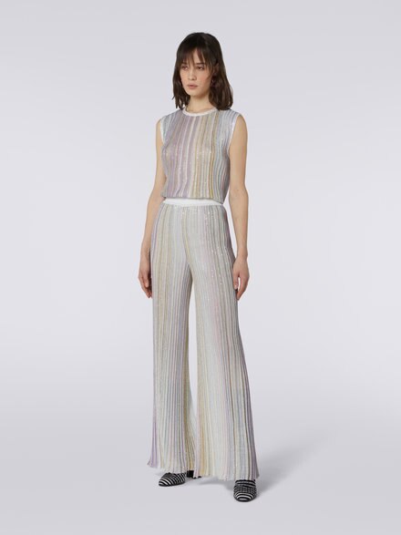 Ausgestellte Plisseehose aus Viskose-Mischgewebe mit Pailletten, Mehrfarbig  - DS23WI0KBK027ESM91O