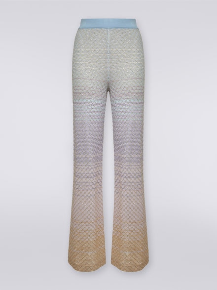 Viscose blend trousers with mesh and sequins, Multicoloured  - DS23WI0RBK026WS019A