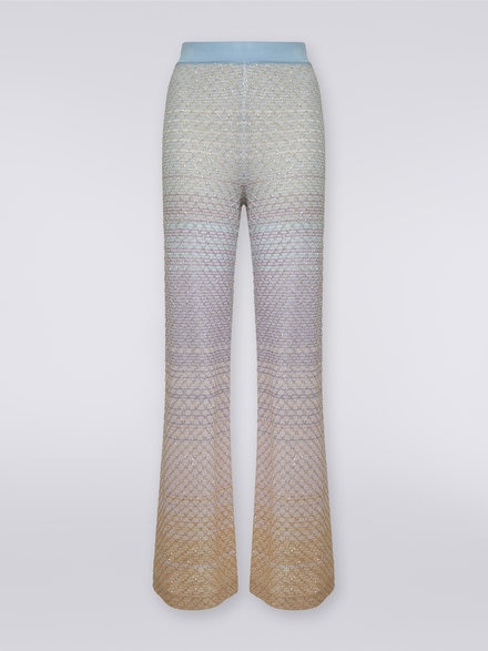 Viscose blend trousers with mesh and sequins, Multicoloured  - DS23WI0RBK026WS019A