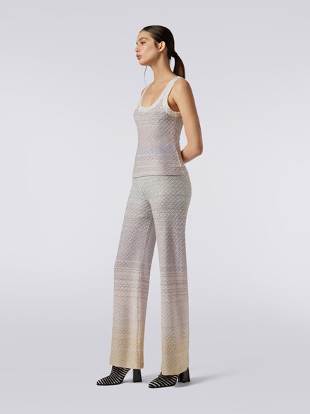 Viscose blend trousers with mesh and sequins, Multicoloured  - DS23WI0RBK026WS019A