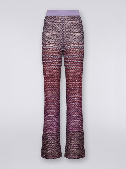 Pantaloni in misto viscosa con lavorazione a rete e paillettes, Rosso  - DS23WI0RBK026WS506H