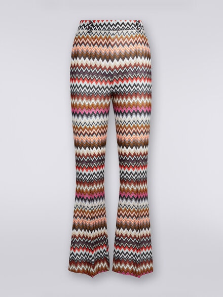 Flared zigzag viscose trousers, Multicoloured  - DS23WI1JBR00SWSM940