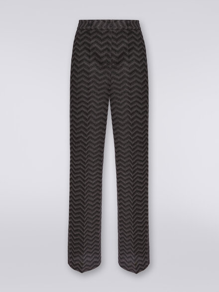 Straight cotton chevron trousers , White, Black & Beige - DS23WI1SBT0069S91JB