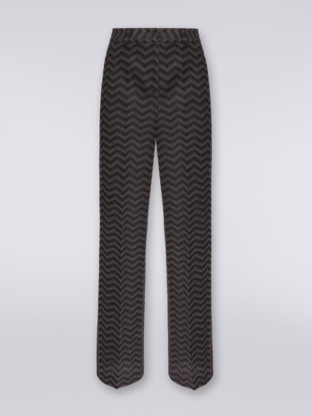 Straight cotton chevron trousers, White, Black & Beige - DS23WI1SBT0069S91JB