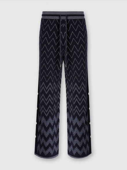 Joggers de lana y viscosa zigzag con lúrex, Azul Oscuro - DS23WI26BK031WS72FM