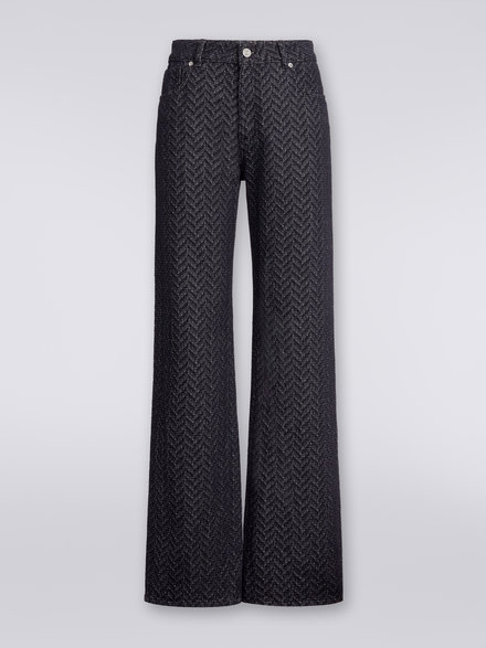 Five-pocket cotton trousers with zigzag pattern and embroidery on the back pocket  , Black    - DS23WI27BW00QDS91I5